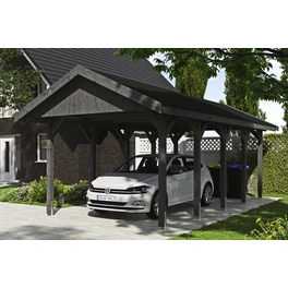 Carport »Wallgau«, BxT: 380 x 750 cm, Firsthöhe: 313 cm, lasiert