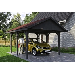 Carport »Wallgau«, BxT: 430 x 500 cm, Firsthöhe: 326 cm, lasiert