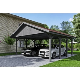 Carport »Wallgau«, BxT: 620 x 600 cm, Firsthöhe: 354 cm, lasiert