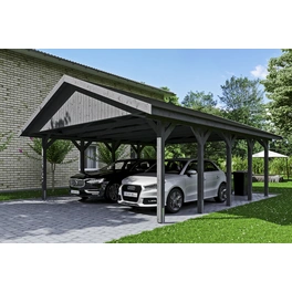 Carport »Wallgau«, BxT: 620 x 750 cm, Firsthöhe: 354 cm, lasiert