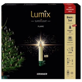 Christbaumkerzen Lumix Superlight Flame mini, Elfenbein, 12er
