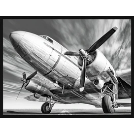 Digitaldruck »Altes Flugzeug«, Rahmen: Buchenholz, Schwarz