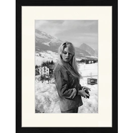 Digitaldruck »Brigitte Bardot, Winter«, Rahmen: Buchenholz, Schwarz