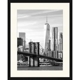 Digitaldruck »Brooklyn Bridge I«, Rahmen: Buchenholz, Schwarz