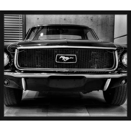 Digitaldruck »Ford Mustang«, Rahmen: Buchenholz, Schwarz