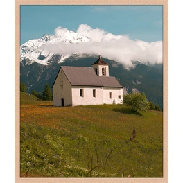 Digitaldruck »Kirche in die Alpen«, Rahmen: Buchenholz, natur
