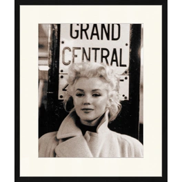 Digitaldruck »Marilyn Monroe, Grand Central Bahnhof«, Rahmen: Buchenholz, Schwarz