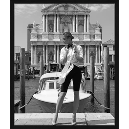 Digitaldruck »Mode in Venedig«, Rahmen: Buchenholz, Schwarz