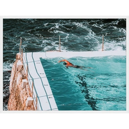 Digitaldruck »Ozeanschwimmbad«, Rahmen: Buchenholz, weiß