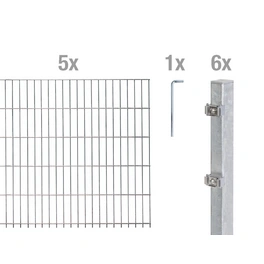 Doppelstab-Gittermatten-Grundset »Doppelstab-Matte«, BxH: 1000 x 120 cm, Stahl, silberfarben