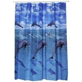 Duschvorhang »Dolphin«, BxH: 180 x 200 cm, Tiere, weiß/blau