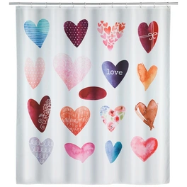 Duschvorhang »Love«, BxH: 180 x 200 cm, Herzen, mehrfarbig