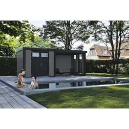 Gartenhaus »Eleganto 2724«, BxHxT: 552 x 227 x 238 cm, Metall, mit Lounge inkl. 2 Fenster rechts