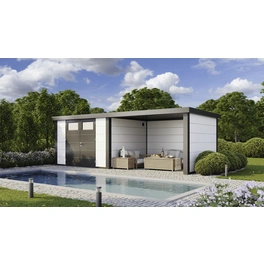 Gartenhaus »Eleganto 3330«, BxHxT: 671 x 227 x 298 cm, Metall, mit Lounge rechts
