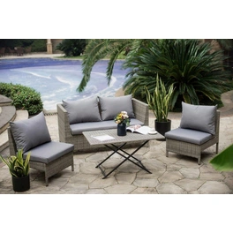 Gartenmöbelset »Los Angeles«, bestehend aus 2 Stühlen, 1 Tisch, 2-Sitzer Sofa, grau/braun