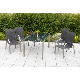 Gartenmöbelset »Lucca«, 4 Sitzplätze, Edelstahl/Polyester/Glas