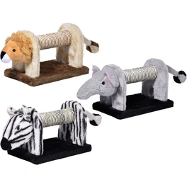 Katzenspielzeug, Kratztier-Set Zebra, Elefant, Löwe, grau