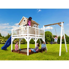 Kinderspielhaus »Liam«, BxHxT: 541 x 291 x 277 cm, Holz, braun/weiß/blau