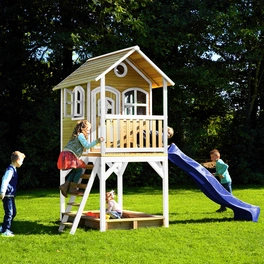 Kinderspielhaus »Sarah«, BxHxT: 370 x 291 x 191 cm, Holz, braun/weiß/blau