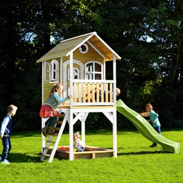 Kinderspielhaus »Sarah«, BxHxT: 370 x 291 x 191 cm, Holz, braun/weiß/lindgrün
