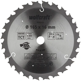 Kreissägeblatt, Ø: 165 mm, 24 Zähne, Hartmetall