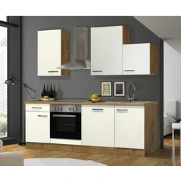 Küchenzeile, mit E-Geräten, Gesamtbreite: 220 cm, Arbeitsplatte mit Melaminharz-Beschichtung