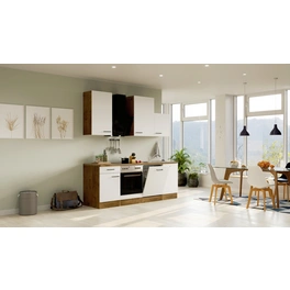 Küchenzeile, mit E-Geräten, Gesamtbreite: 220 cm, Arbeitsplatte mit Melaminharz-Beschichtung