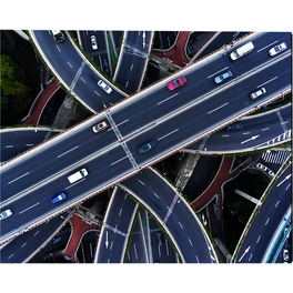 Kunstdruck »Autobahn Kreuzung«, mehrfarbig, Alu-Dibond