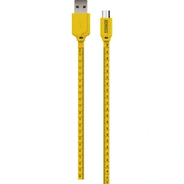 Ladekabel, Micro USB Sync Kabel flach, mit Maßband, 1,2 m, gelb