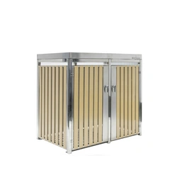 Mülltonnenbox, 480 l, Holzoptik/Silber