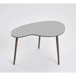 Nierentisch, BxHxL: 60 x 40 x 40 cm, PVC-Integralplatte/Buchenholz, geometrisches Muster