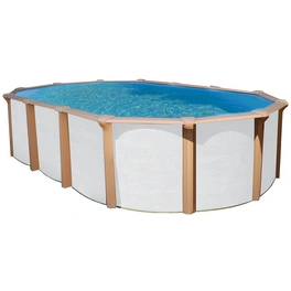 Schwimmbecken »Stahlmantelbecken oval«, weiß/braun, BxHxL: 80 x 130 x 145 cm