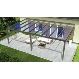 Terrassenüberdachung »Expert«, BxT: 700 x 400 cm, grau / RAL9007, Glasdach