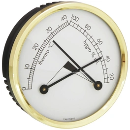 Thermo-Hygrometer, Kunststoff/Messing, schwarz/goldfarben