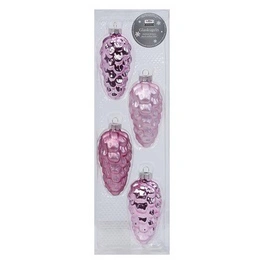 Weihnachtsanhänger Zapfen uni, 9 cm, pink blush, 4 Stück/Box