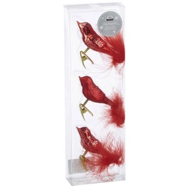 Weihnachtsfigur Vogel Glas rot glanz/matt 8 x 3 x 5 cm 3 St.