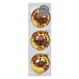 Weihnachtskugel Kugel deko, 8 cm, facets, amber gold glanz, 3 St/Box