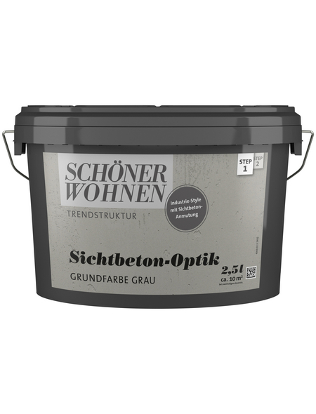 SCHÖNER WOHNEN FARBE Dispersionsfarbe »Trendstruktur«, in Sichtbeton-Optik, grau, 2,5 l SCHÖNER WOHNEN FARBE Dispersionsfarbe »Trendstruktur«, in Sichtbeton-Optik, grau, 2,5 l