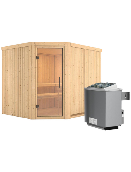KARIBU Sauna »Haaspsalu«, inkl. 9 kW Saunaofen mit integrierter Steuerung, für 4 Personen