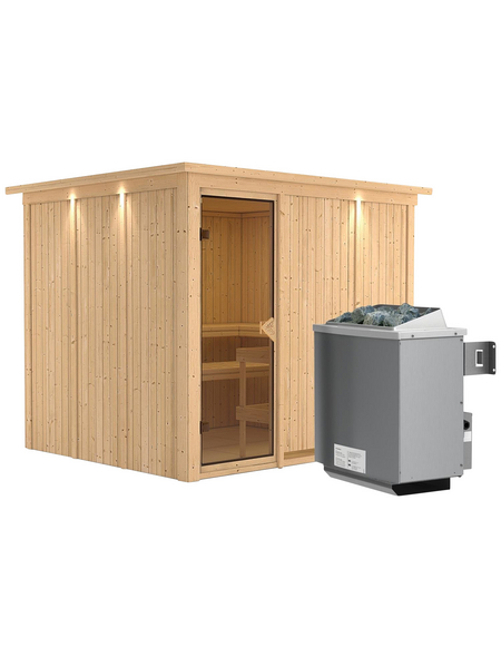 KARIBU Sauna »Jöhvi«, inkl. 9 kW Saunaofen mit integrierter Steuerung, für 4 Personen
