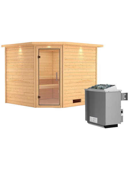 WOODFEELING Sauna »Leona«, inkl. 9 kW Saunaofen mit integrierter Steuerung, für 4 Personen