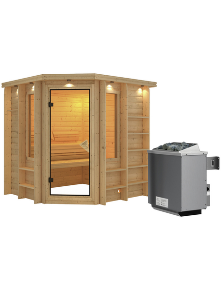 KARIBU Sauna »Libau«, inkl. 9 kW Saunaofen mit integrierter Steuerung, für 3 Personen