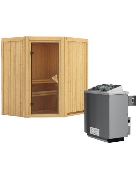 KARIBU Sauna »Narva«, inkl. 9 kW Saunaofen mit integrierter Steuerung, für 3 Personen