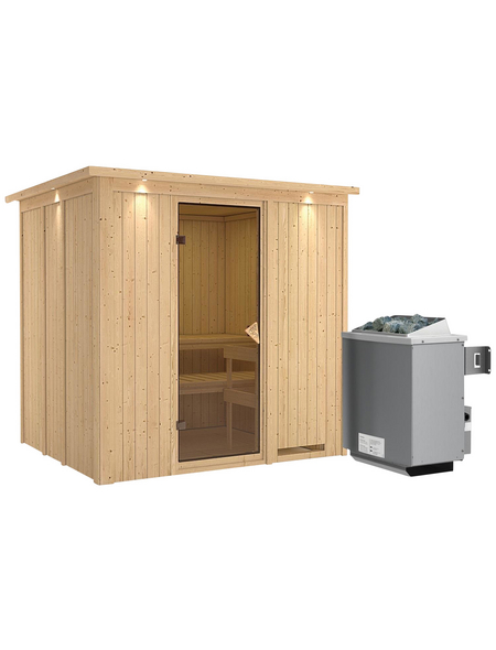 KARIBU Sauna »Rakvere«, inkl. 9 kW Saunaofen mit integrierter Steuerung, für 3 Personen