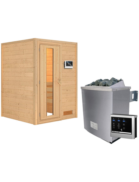 WOODFEELING Sauna »Svenja«, inkl. 9 kW Saunaofen mit externer Steuerung, für 3 Personen