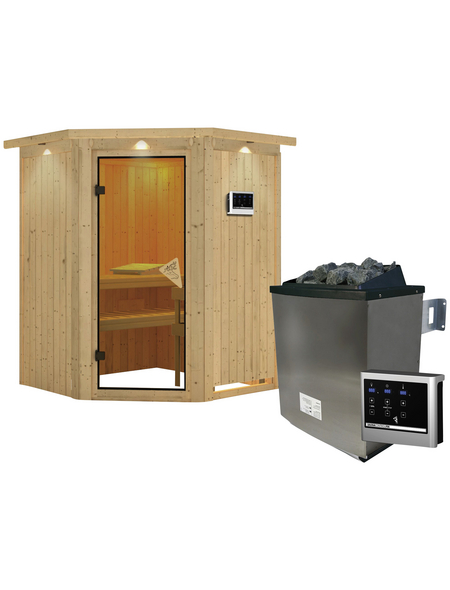 KARIBU Sauna »Tartu«, inkl. 9 kW Saunaofen mit externer Steuerung, für 3 Personen
