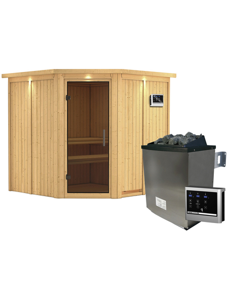 KARIBU Sauna »Vöru«, inkl. 9 kW Saunaofen mit externer Steuerung, für 4 Personen