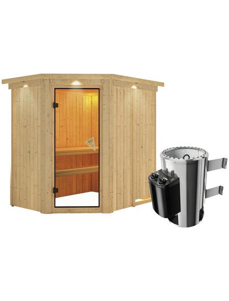 KARIBU Sauna »Wenden«, inkl. 3.6 kW Saunaofen mit integrierter Steuerung, für 3 Personen