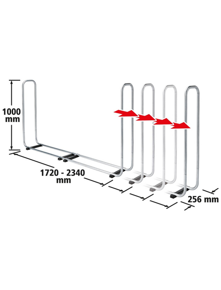 WOLFCRAFT Stapelhilfe, silberfarben, geeignet für Holzscheite von 25