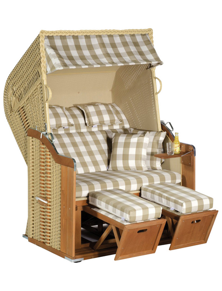 SUNNY SMART Strandkorb »Rustikal«, BxHxT 125 x 160 x 90 cm, Halblieger